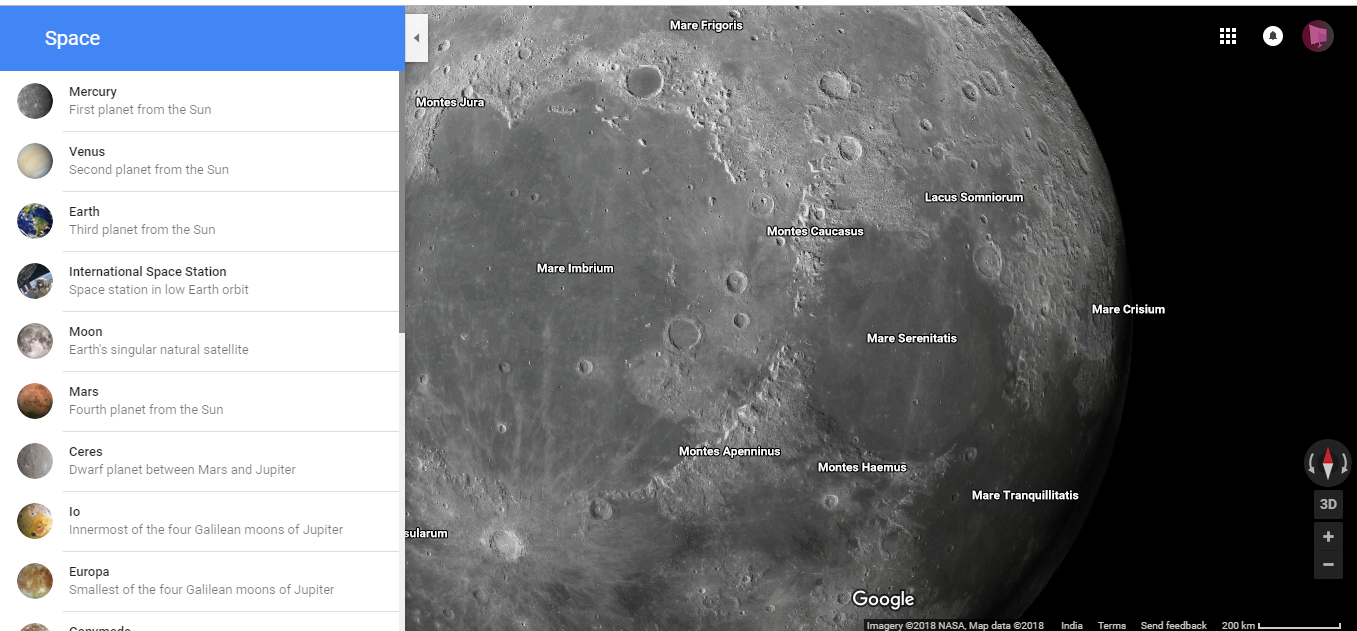 Google Maps lets you explore the planets and moons of our solar system